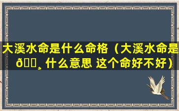 大溪水命是什么命格（大溪水命是 🌸 什么意思 这个命好不好）